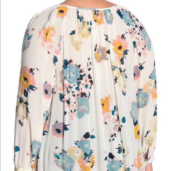 Lucky Brand Peasant Blouse Floral Keyhole Top Plus Size 1X NWT $99.00 - Picture 7 of 7